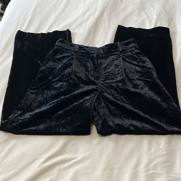 LOFT Black Velvet Peyton Wide Leg Trousers - Picture 1 of 6